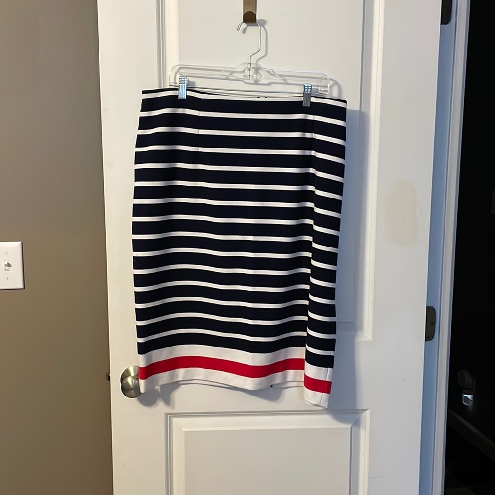 Navy and White Striped Pencil Skirt Patriotic Plus Size 22/24 Cato